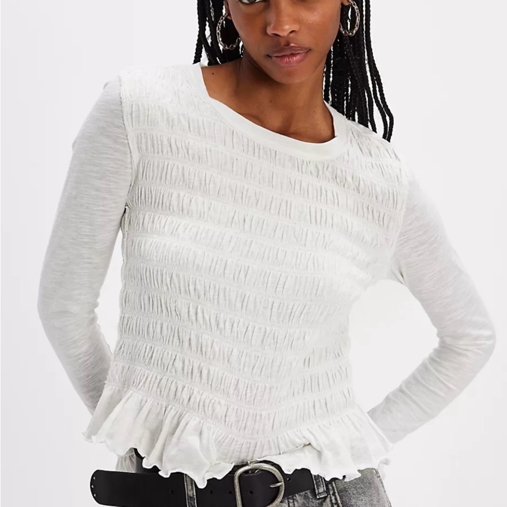 We The Free Sylvie Long Sleeve White Top